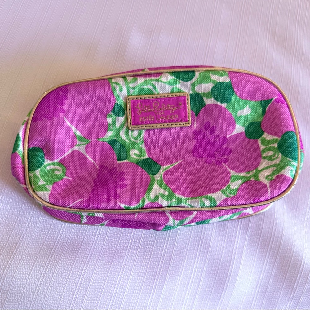 Lilly Pulitzer Pink and Green Floral Pouch